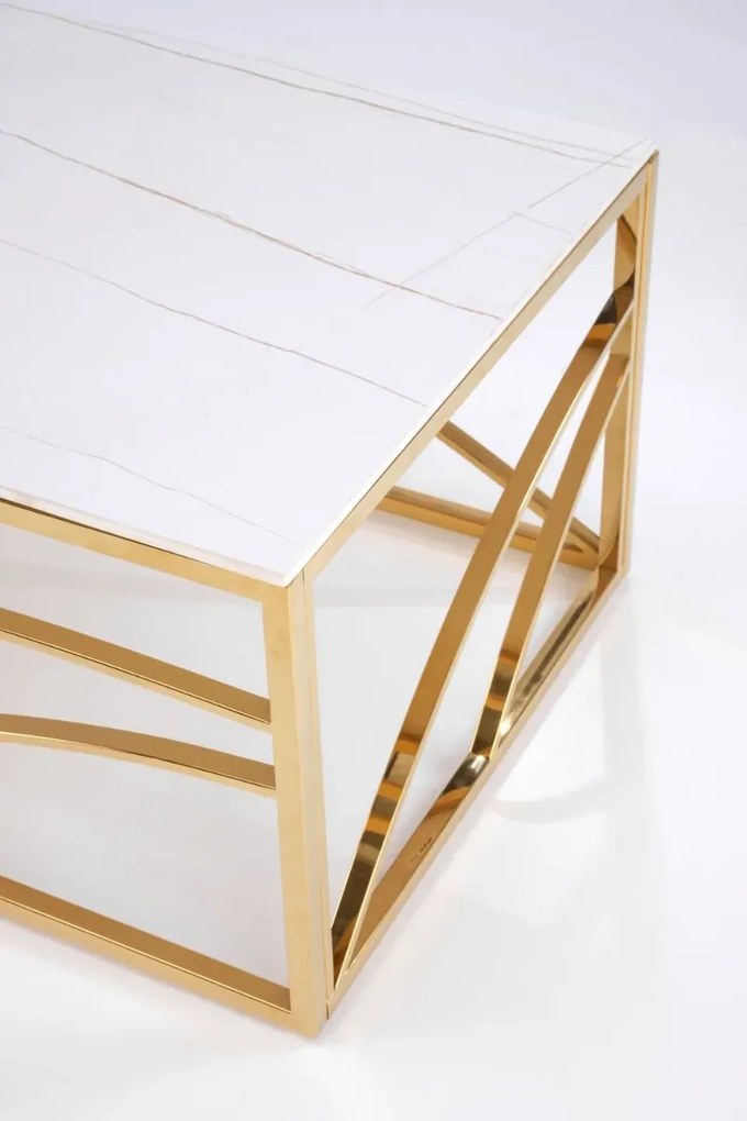 Ława UNIVERSE 3 120x60 biały marmur/złota HALMAR