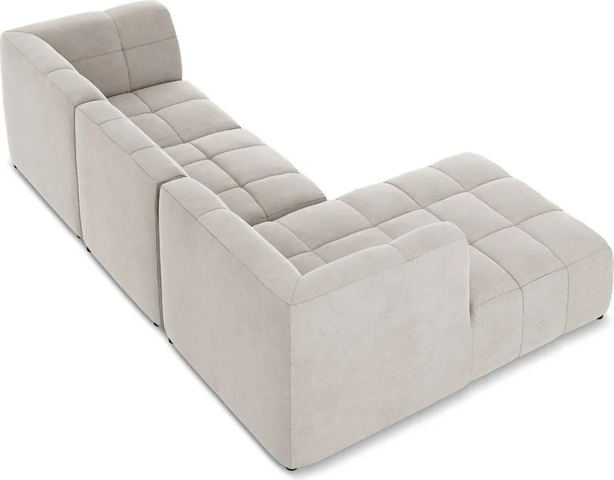 Beżowy aksamitny narożnik (lewostronny/z szezlongiem) Aloha – Makamii