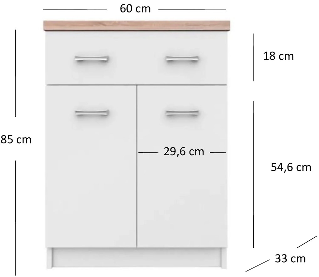 Komoda Dwudrzwiowa z Szufladą do Salonu ELEGO 60 cm Biała Nowoczesna