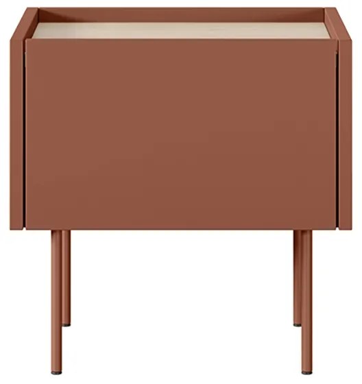 Szafka nocna Desin z szufladą 45 cm - ceramic red / dąb nagano