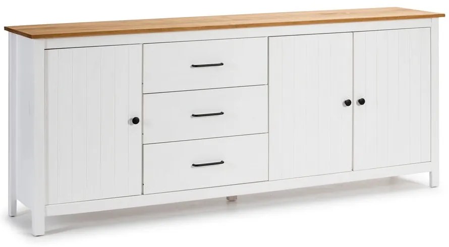 Biała niska komoda z litego drewna sosnowego 190x80 cm Miranda – Marckeric