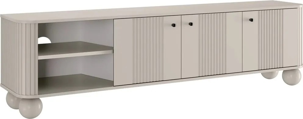 Szafka RTV Vesper 187 cm trzydrzwiowa - kaszmir / czarne uchwyty / nogi kule