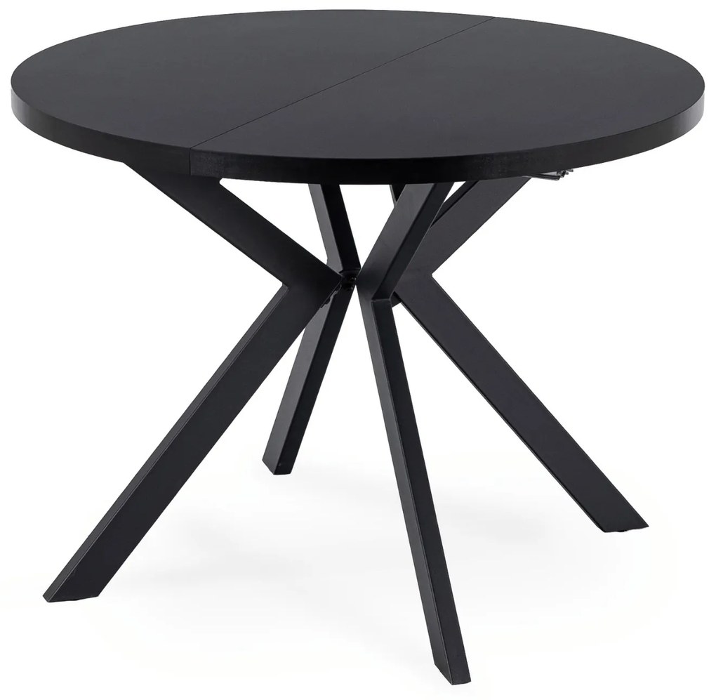 Stół Okrągły Rozkładany LUKAS 100-250 cm Czarny Nowoczesny Loft