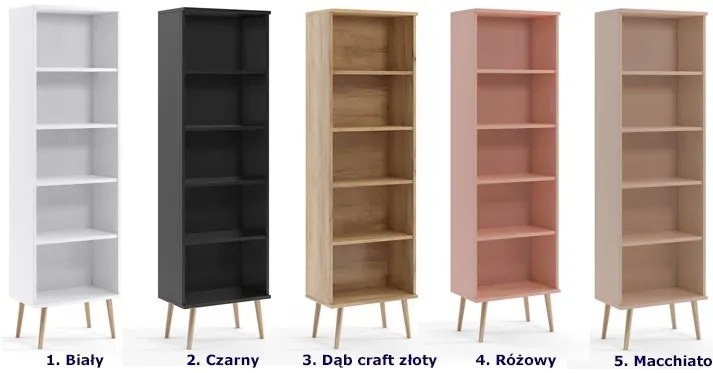 Regał słupek z drewnianymi nogami dąb craft złoty - Geza 7X