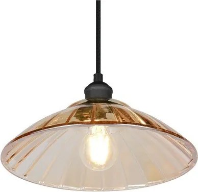 Czarno-bursztynowae metalowa lampa wisząca ze szklanym kloszem ø 29,5 cm Eluna – Reality