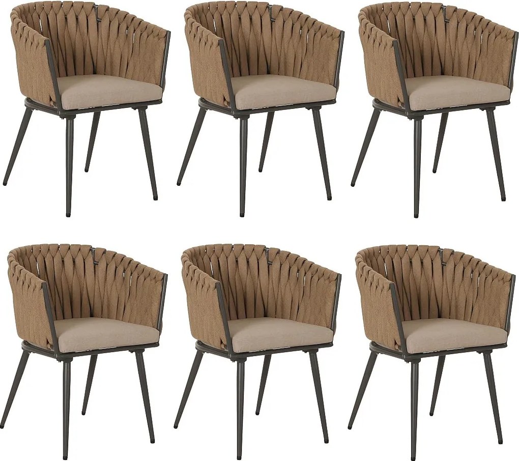 Krzesło do jadalni MCW-N38 (zestaw 6 sztuk),  beżowa poduszka jasnobrązowa