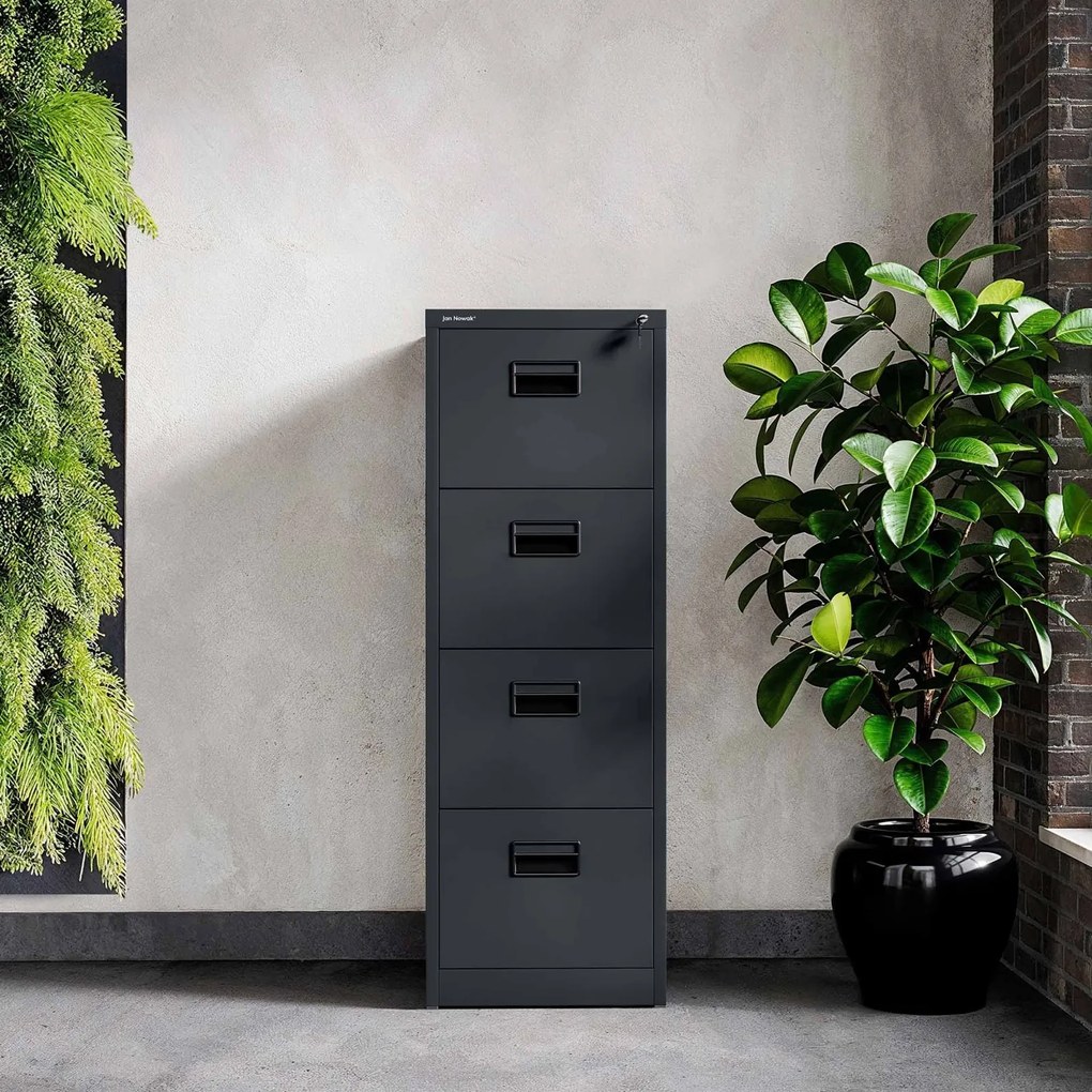 Metalowa szafka kartotekowa 46x62x132 cm Sara V4, antracyt