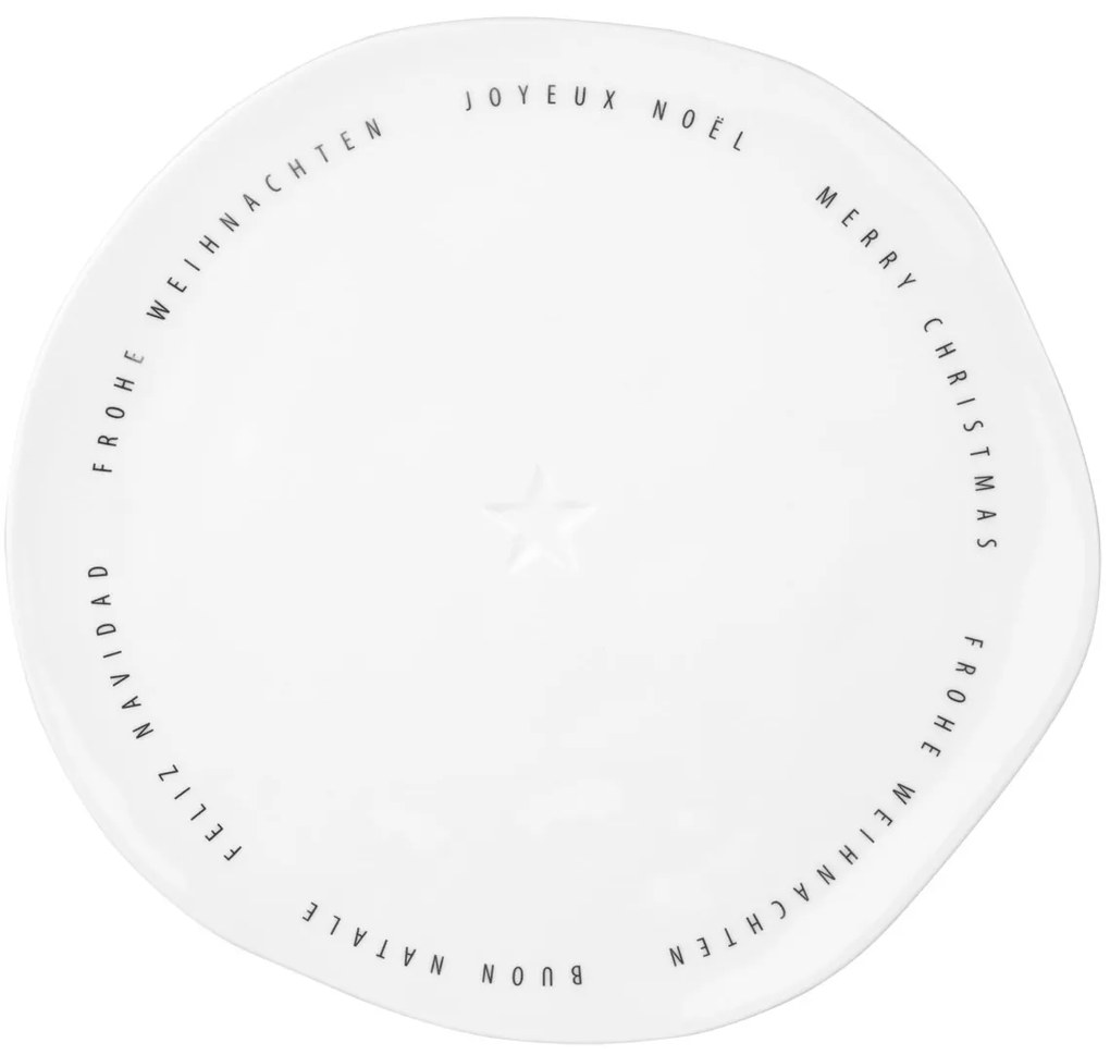 Biały porcelanowy talerz MERRY CHRISTMAS