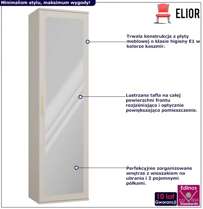 Kaszmirowa Szafa Z Drążkiem I Lustrem L4-F16