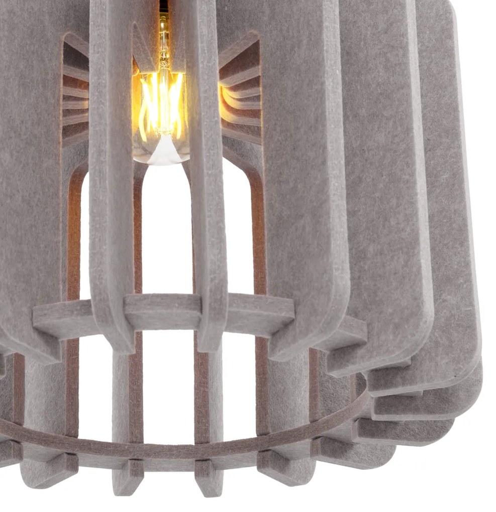 Retro Lampa Wisząca Czarna z Abażurem Taupe - Felt Retro Oswietlenie wewnetrzne