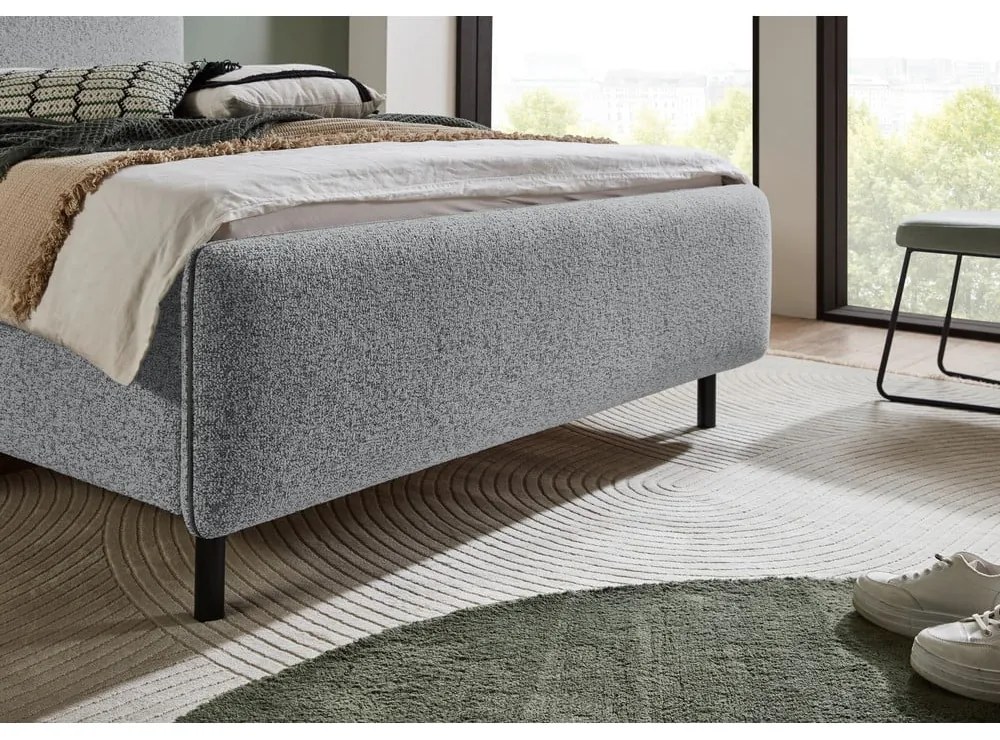 Jasnoszare tapicerowane łóżko dwuosobowe ze schowkiem ze stelażem 160x200 cm Primo – Meise Möbel