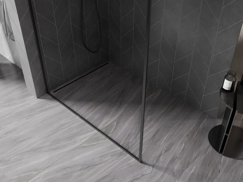 Mexen Kioto-F ścianka prysznicowa Walk-in z ramką 145 x 202 cm, transparent 8 mm, czarna - 800-145-104-70-00