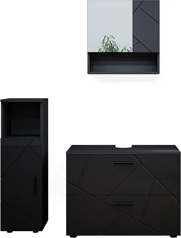 Zestaw mebli łazienkowych antracyt wysoki połysk 80x41x58.6 irma