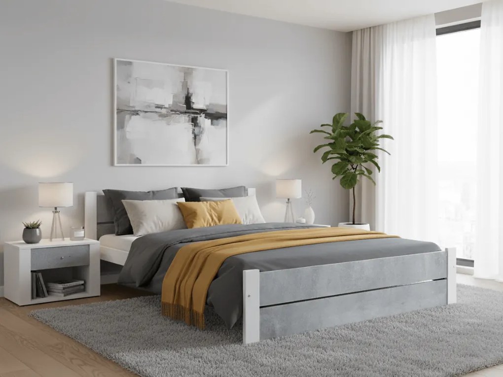 Łóżko IKAROS DOUBLE 120 x 200 cm, beton/biała Stelaż: Bez stelaża, Materac: Materac Coco Maxi 20 cm