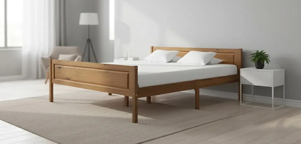 Drewniane łóżko z naturalnej sosny 120x200 W9-C81