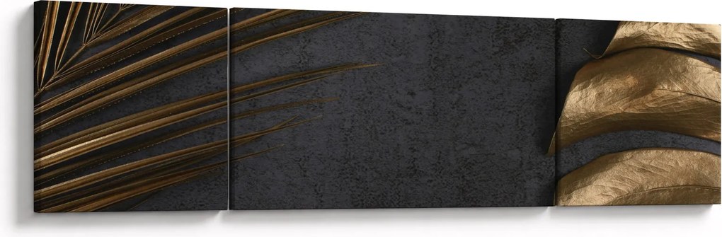 Obraz ze złotymi liśćmi (170x50 cm)