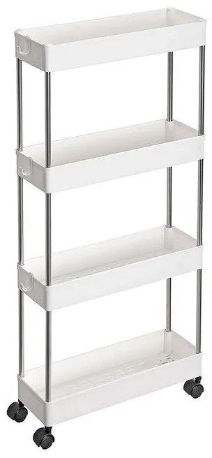 SongmicsHome Regał na kółkach SLIM, 4 poziomy, 13,5x40x86cm, biała