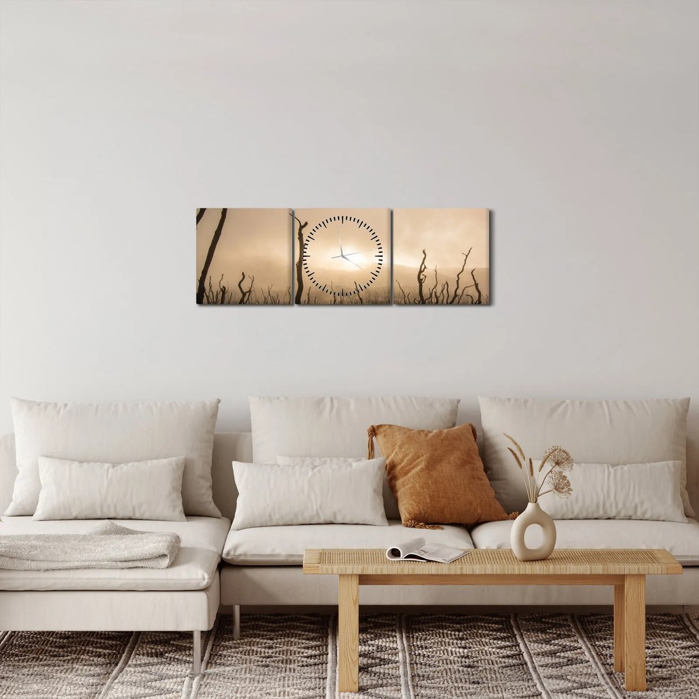 Obraz - Nagie drzewa (z zegarem) (90x30 cm)