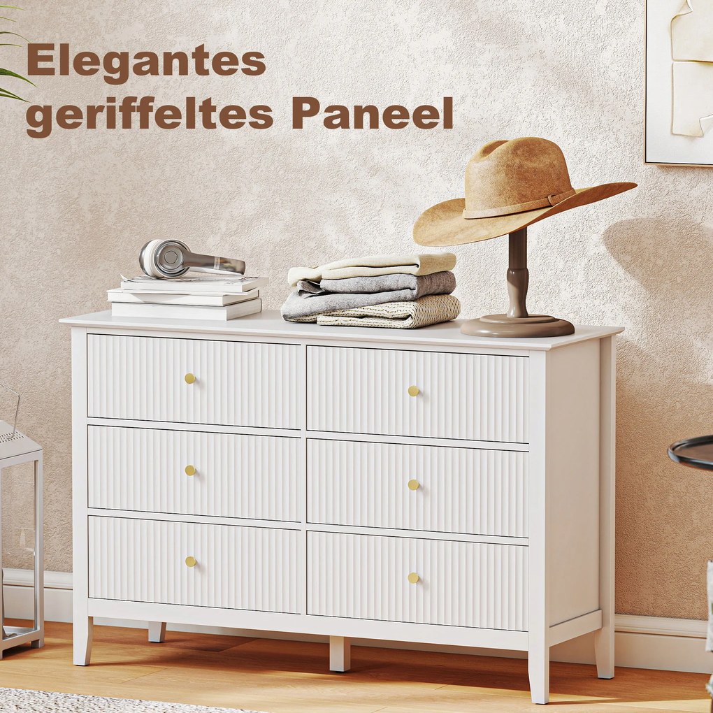 HOMCOM Komoda Sideboard z 6 szufladami Nowoczesna komoda do przechowywania do salonu sypialni przedpokoju 100 x 40 x 78 cm Biały | Aosom PL