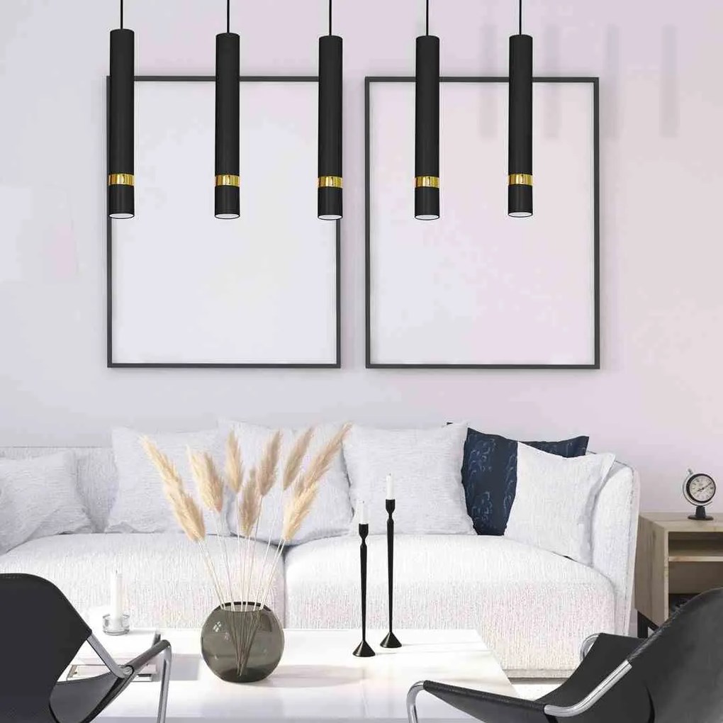 Lampa wisząca JOKER BLACK/GOLD 5xGU10 5 kloszy czarny, złoty