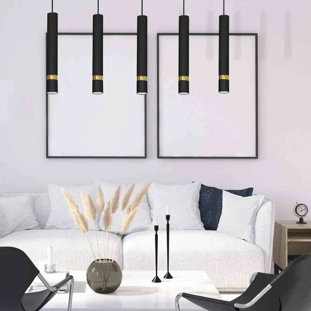 Lampa wisząca JOKER BLACK/GOLD 5xGU10 5 kloszy czarny, złoty