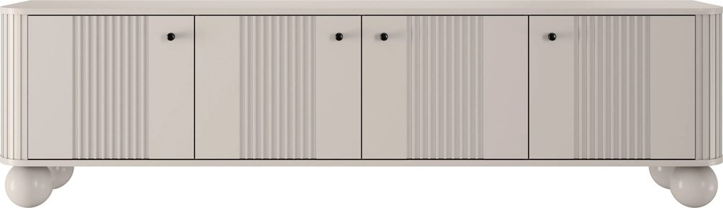 Szafka RTV Vesper 4D 187 cm - kaszmir / czarne uchwyty / nogi kule