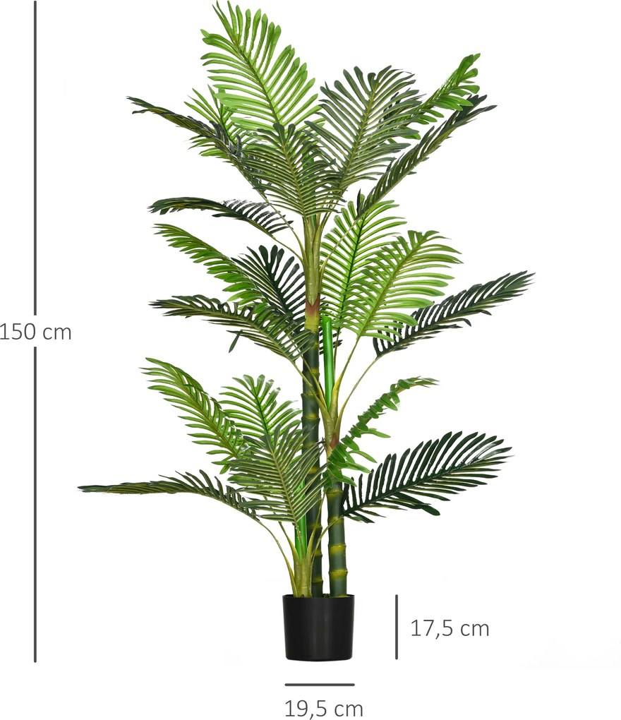 HOMCOM Sztuczna Palma w Doniczce Idealna Dekoracja Do Każdego Wnętrza Zielona | Aosom PL