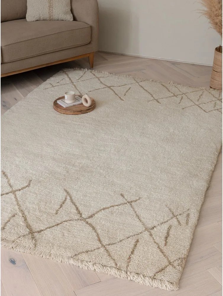 Kremowy wełniany dywan odpowiedni do prania/tkany ręcznie 160x230 cm Azera Crosshatch – Asiatic Carpets