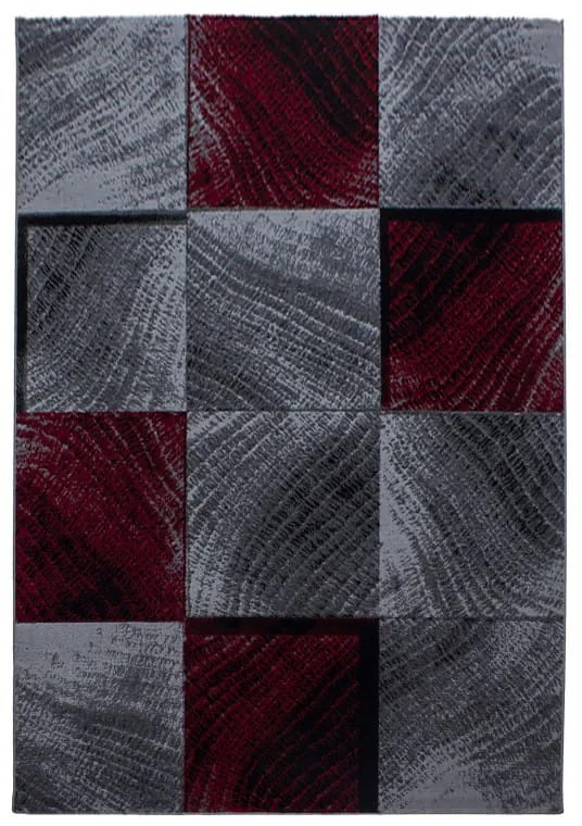 Dywan nowoczesny Plus Kwadraty szaro-czerwony 120 cm x 170 cm