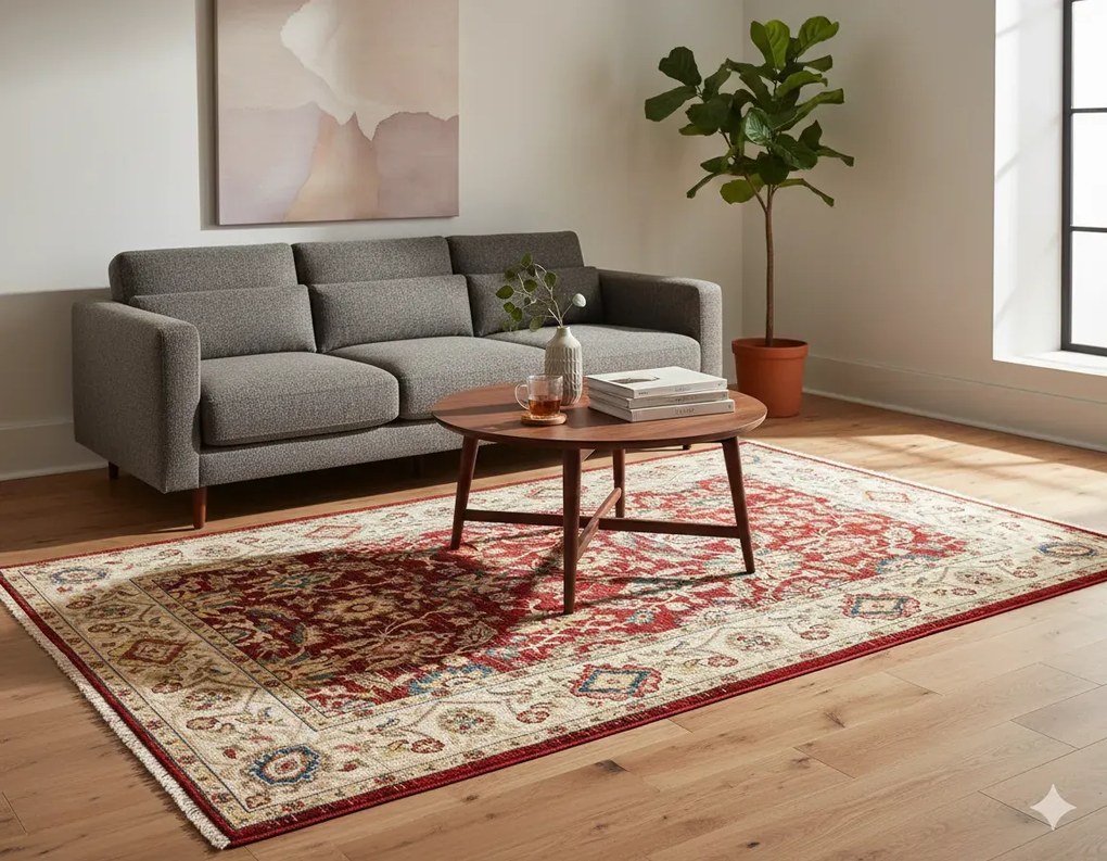 Prostokątny czerwony dywan w klasycznym stylu A8-S82