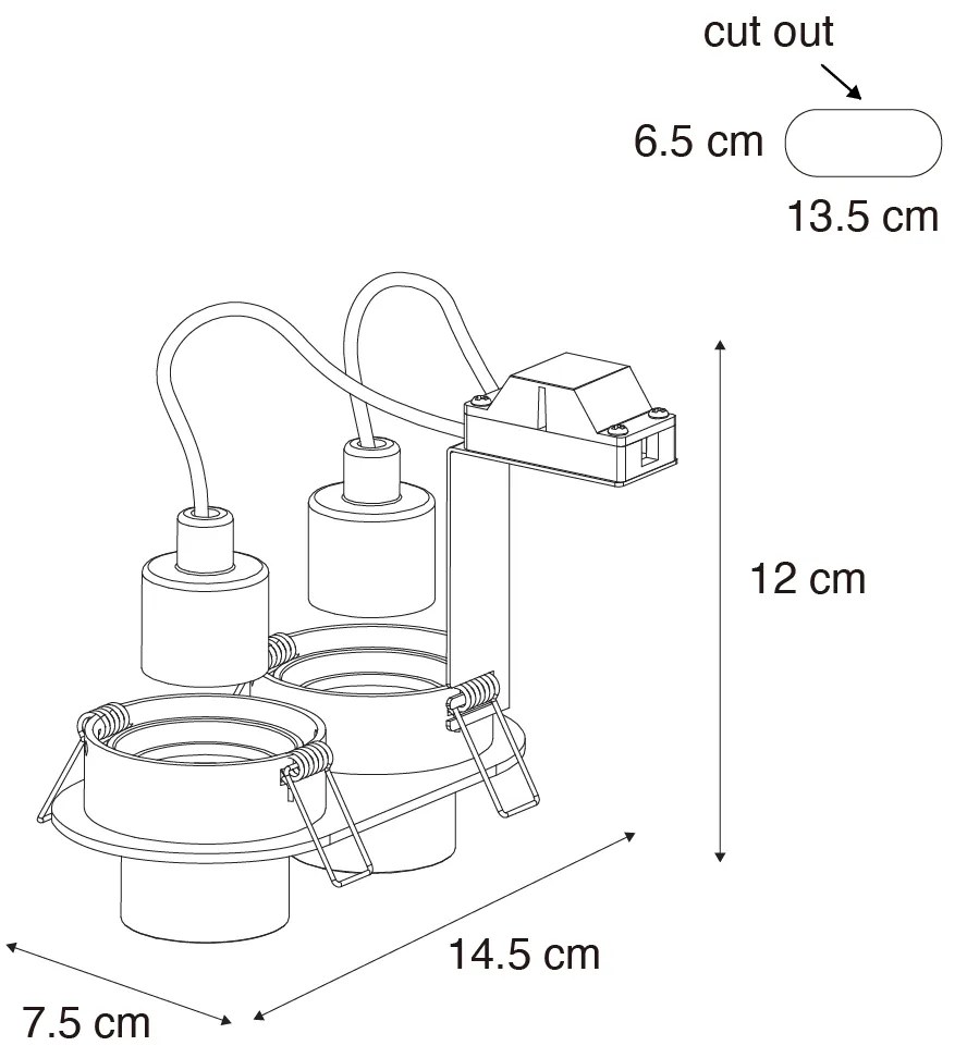 Okrągły podtynkowy reflektor czarny GU10 35 mm, regulowany, 2-punktowy - Installa