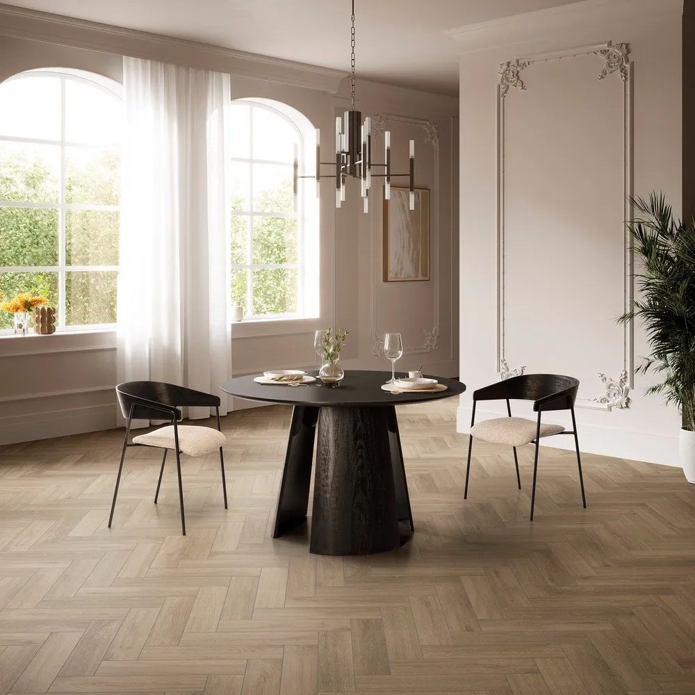 Czarne/beżowe tapicerowane fotele jadalniane zestaw z podłokietnikami 2 szt. Cora – MOME