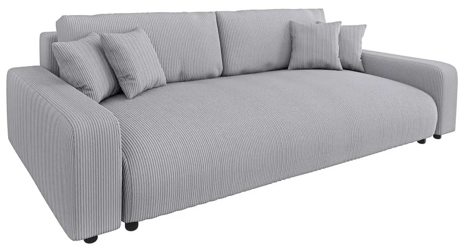 Jasnoszara sztruksowa rozkładana sofa ze schowkiem 234 cm Sara – Ropez