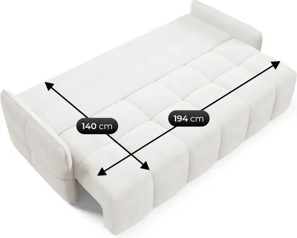Sofa PURE Rozkładana Dwuosobowa Kremowa Boucle Japandi