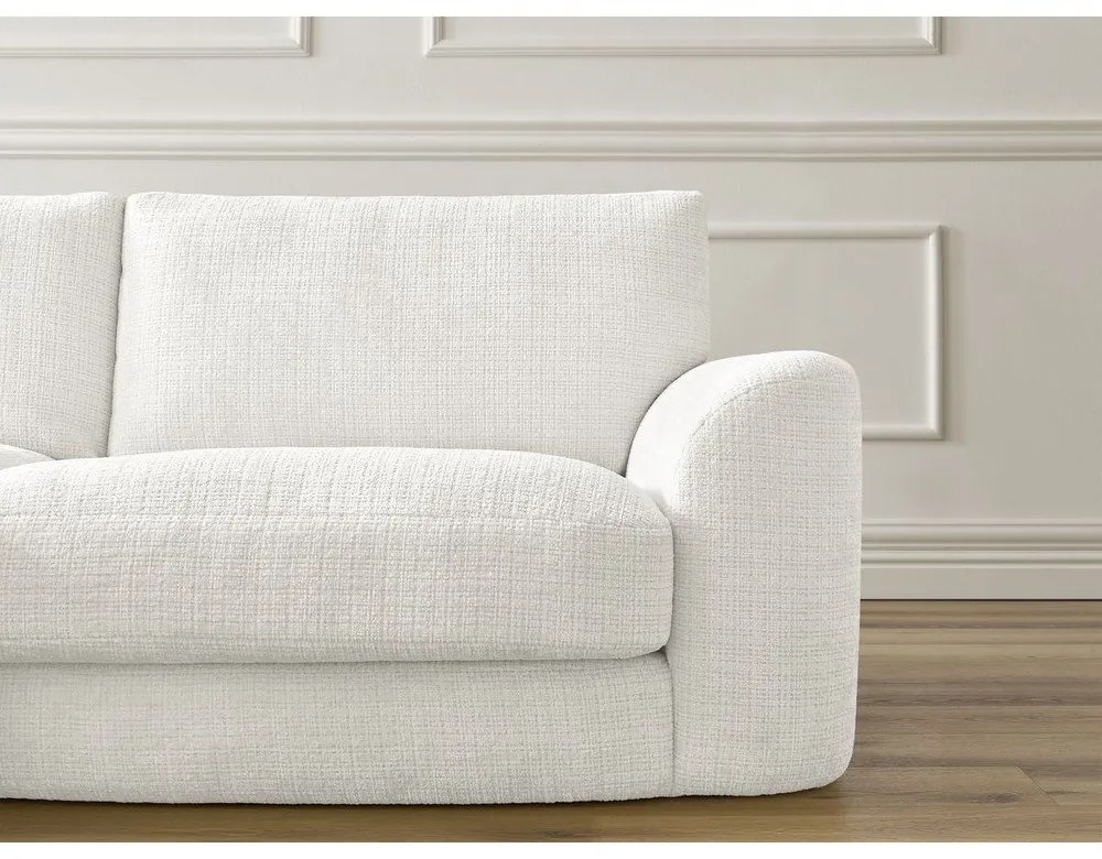 Biały narożnik z tkaniny szenilowej (lewostronny/z szezlongiem) Leonore – Bobochic Paris