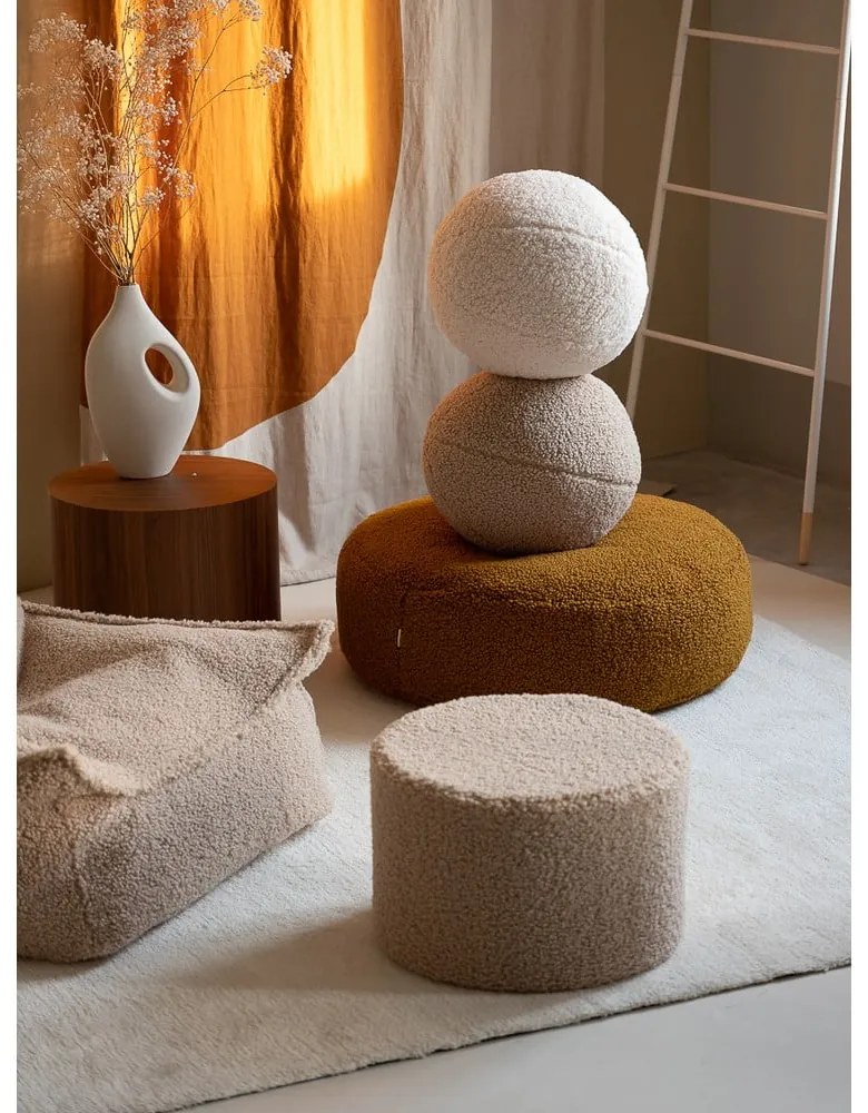 Brązowy dziecięcy worek do siedzenia z materiału bouclé Round – Wigiwama