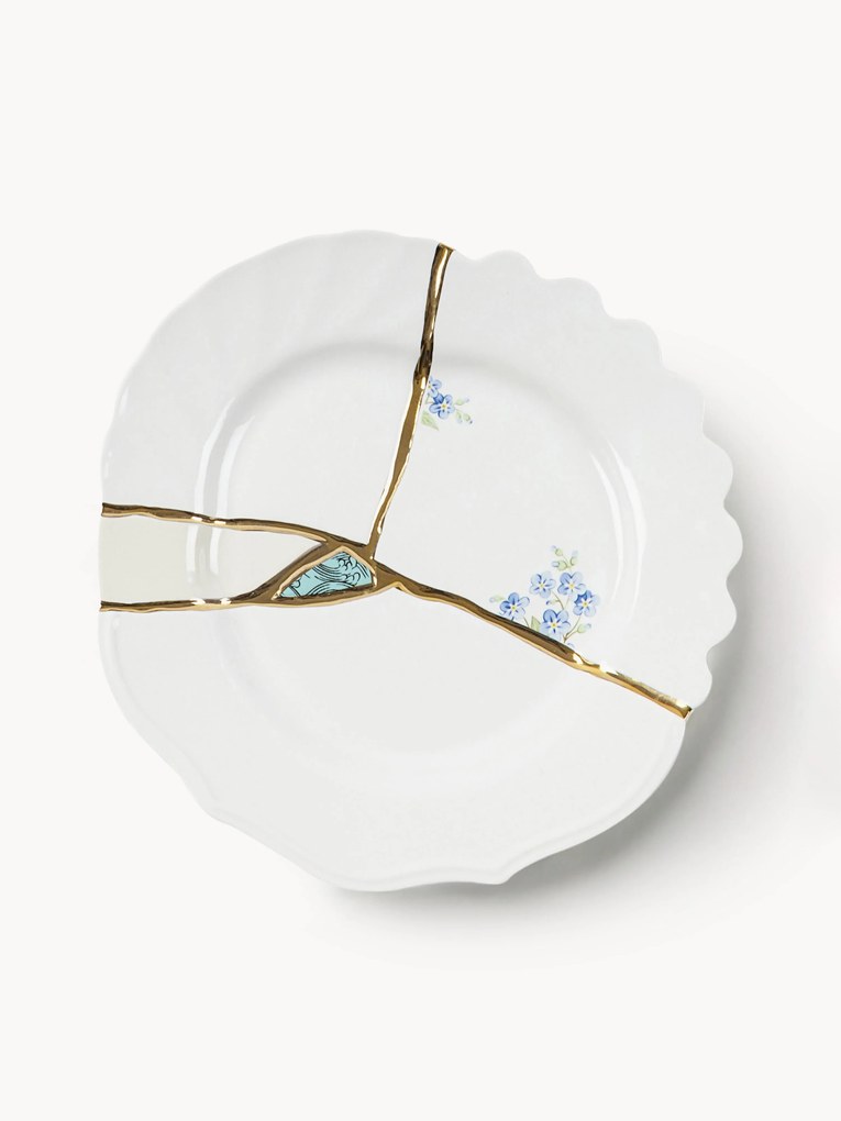 Talerz śniadaniowy z porcelany Kintsugi