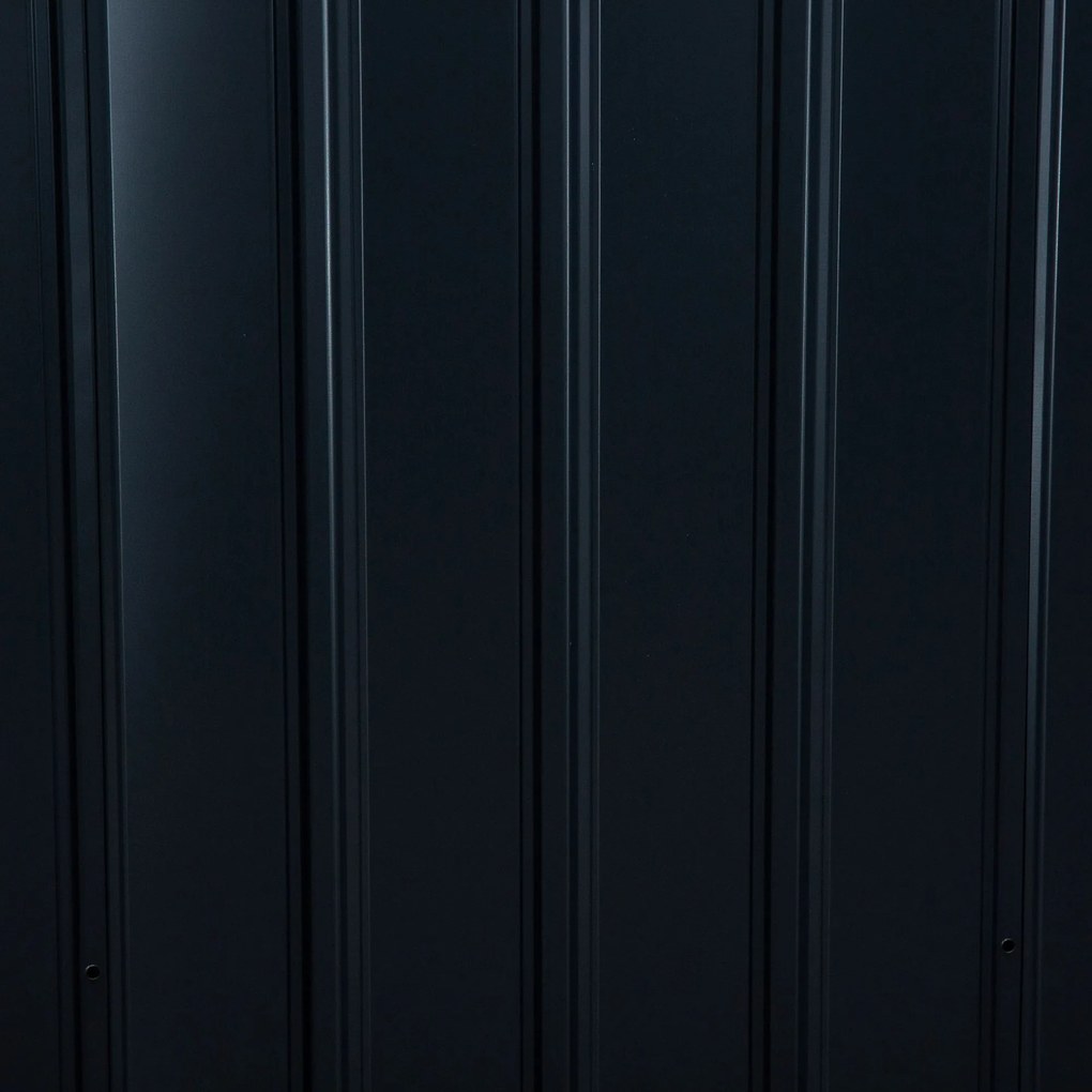 Outsunny szopa na narzędzia z fundamentem metalowa domek ogrodowy grafitowy 213x130x185 cm zabezpieczenie przed warunkami atmosferycznymi | Aosom PL