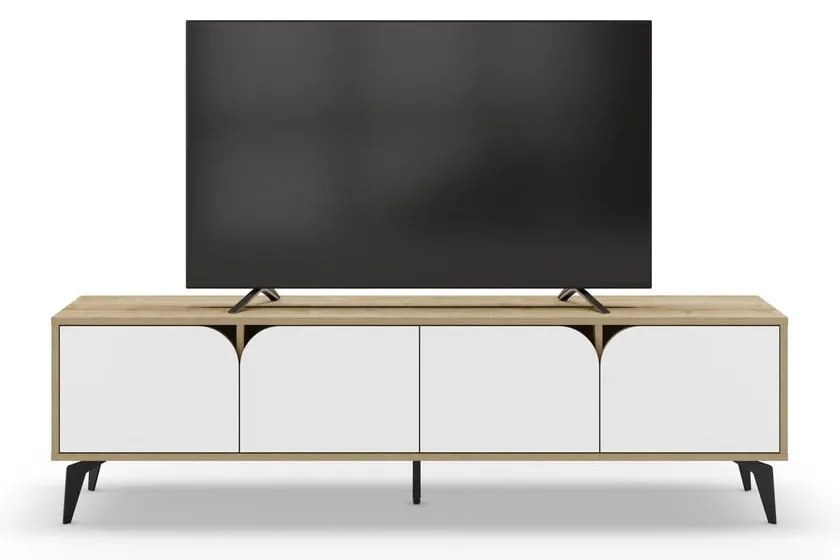 Biała szafka pod TV w dekorze dębu 180x51 cm Nola – Marckeric