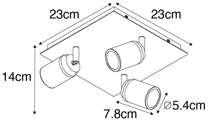 Inteligentny reflektor łazienkowy biały kwadratowy 3-punktowy IP44 z 3 Wifi GU10 50mm - Ducha Nowoczesny Oswietlenie wewnetrzne