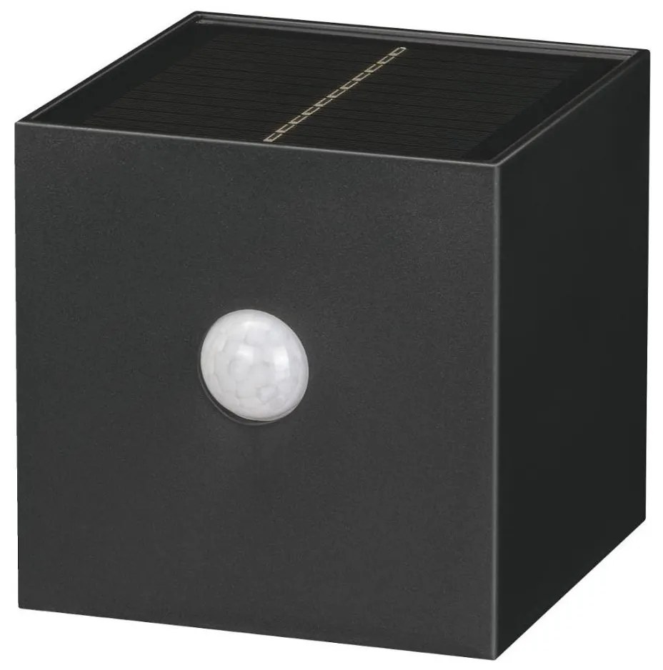 Retlux-LED Solarny kinkiet z czujnikiem LED/1W/3,7V 1200 mAh IP44 czarny