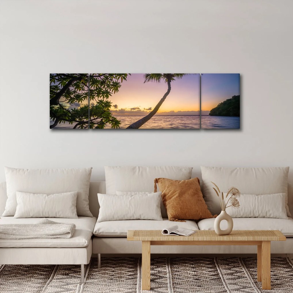Obraz palmy na plaży (170x50 cm)