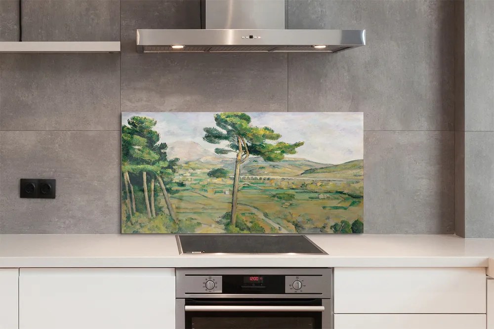 Panel szklany do Kuchni Góra Świętej Wiktorii i Wiadukt - Cézanne