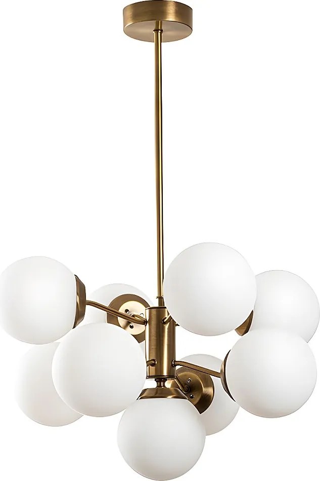 Lampa wisząca z metalu MUDONI – 9 okrągłych kloszy ze szkła – 9 × 80 (śr. × wys.) – kolor czarny i złoty