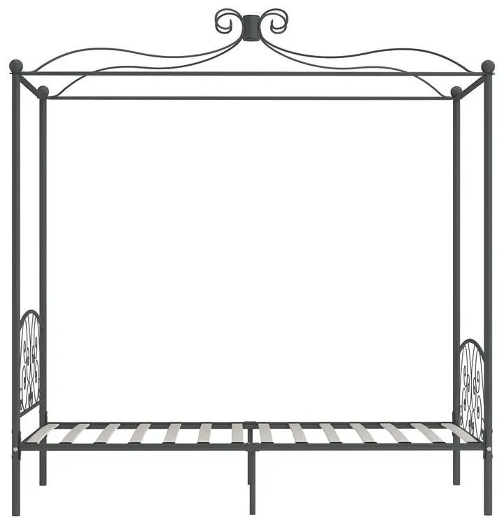 Szare metalowe łóżko z baldachimem 100x200 cm P8-A22