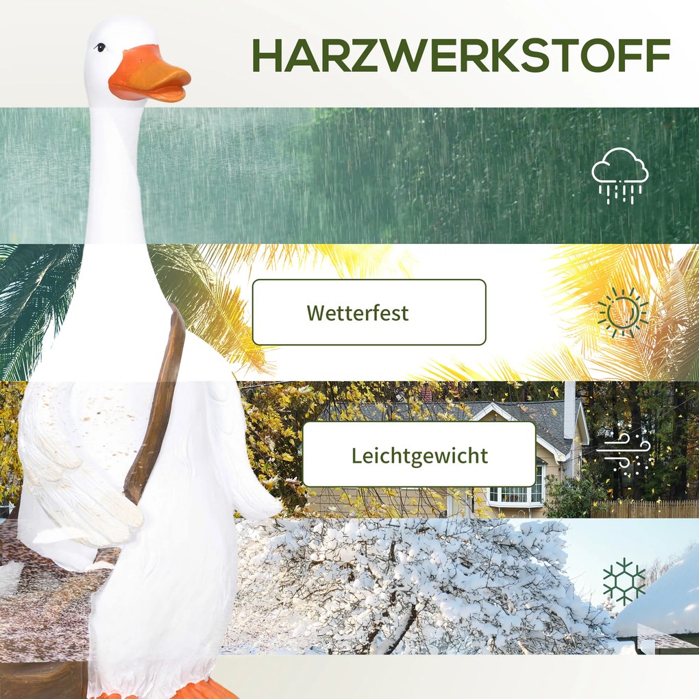 Outsunny Doniczka, Łabędź z torbą na ramię, Odporny na warunki atmosferyczne, 32 x 18 x 60 cm, Biały, Brąz