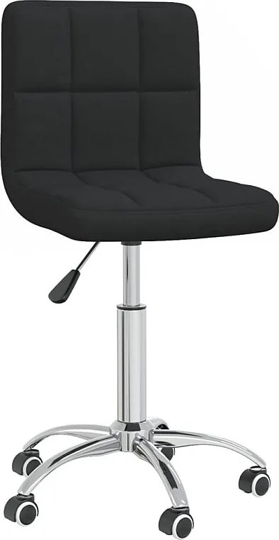 Czarny krzesło obrotowe do jadalni z miękką tkaniną, kółkami i mechanizmem gazowym