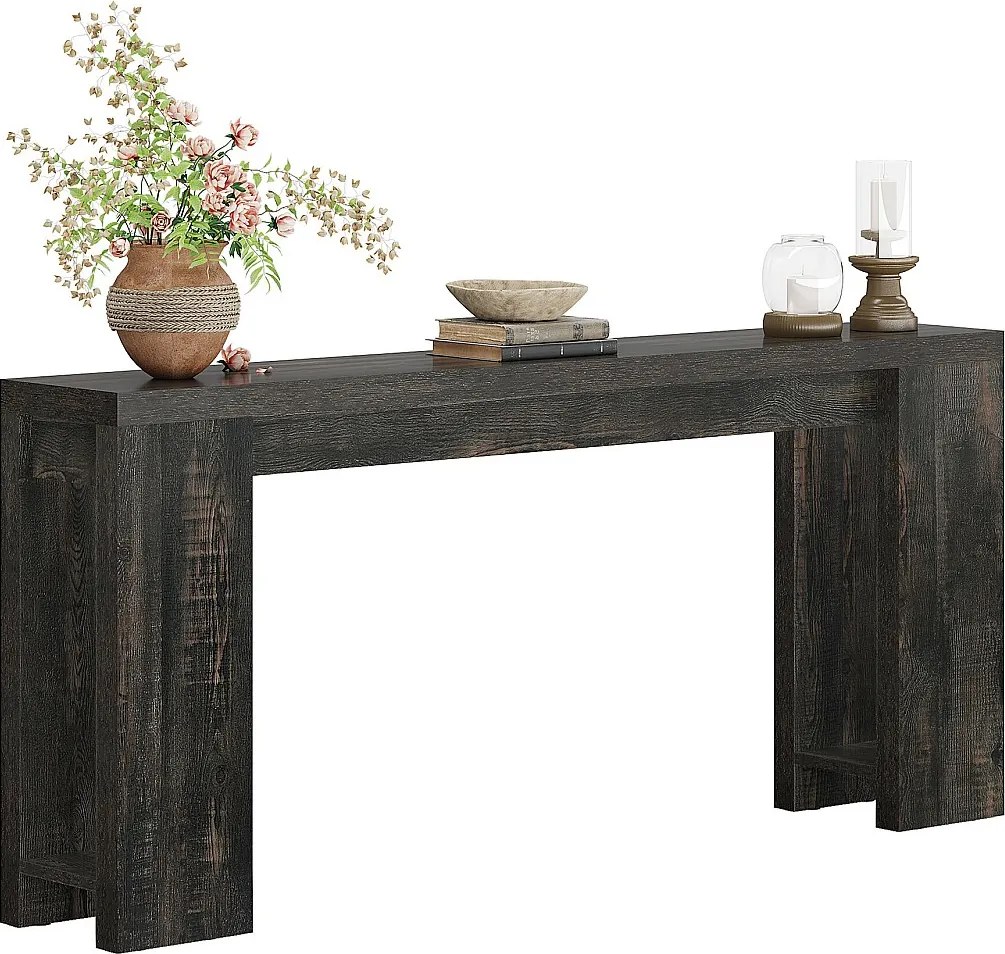 160 cm Bardzo Długi Stolik Konsolowy, Stolik Kanapy w Stylu Farmhouse Za Kanapą Czarny