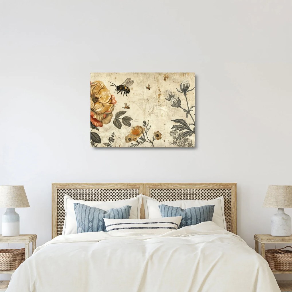Obraz na szkle - Bee Meadow (70x50 cm)