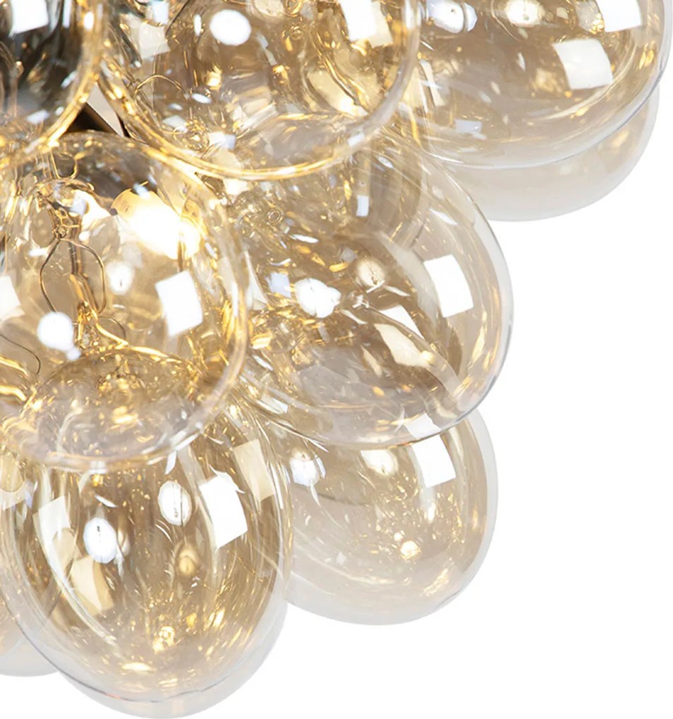 Inteligentna lampa wisząca czarna z bursztynowym szkłem, w tym 8 WiFi G9 - Uvas